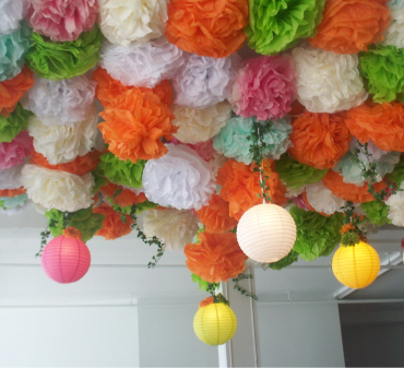 looove this paper ceiling flowers